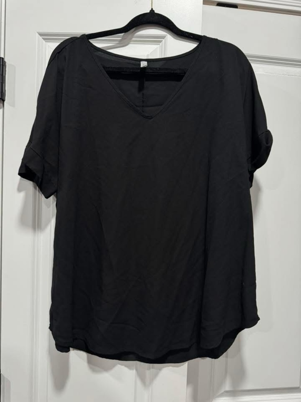 Black V-Neck Short Sleeve Women’s Top